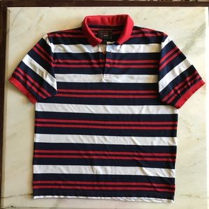 Brand:BASICS by reset. Red, navy blue,white  striped short sleeve T-shirt.